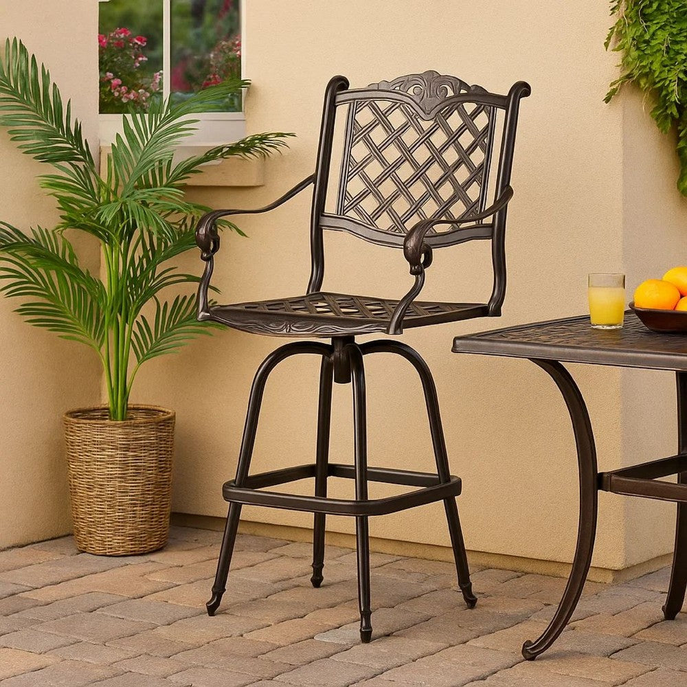 Outdoor Barstool Chair | Swivel Function | Coppertone Aluminium Finish