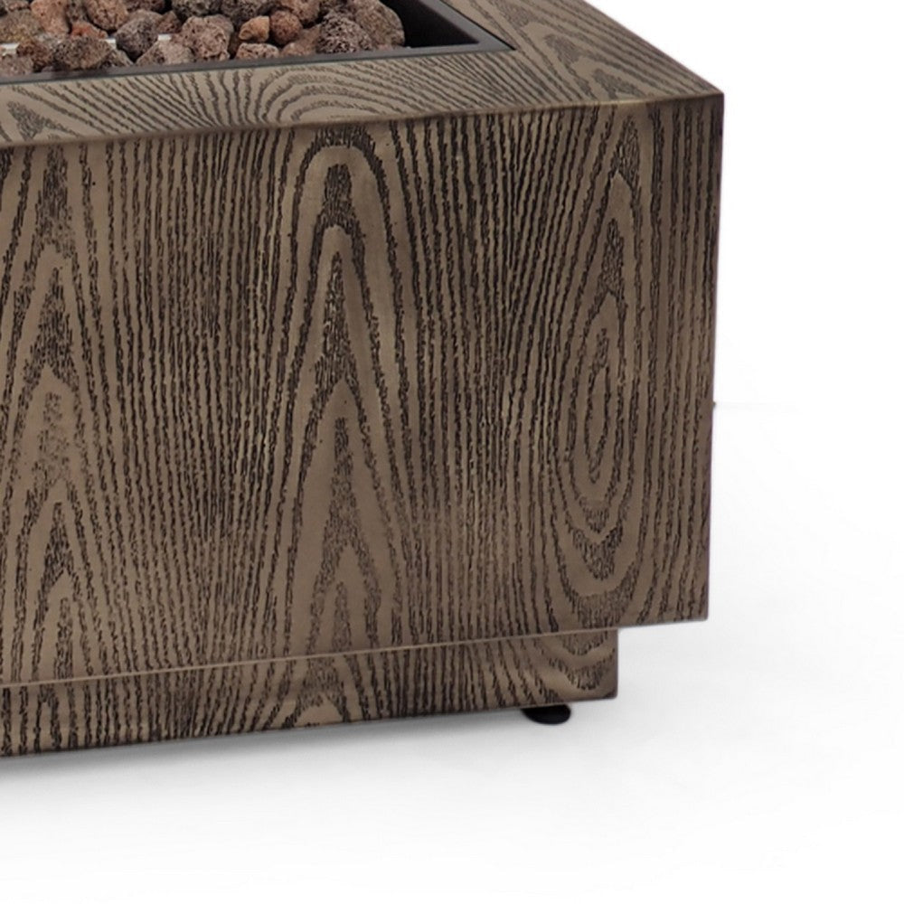 Outdoor Fire Pit Table | 48’’ Iron Body with Wood Finish | Brown BM335730