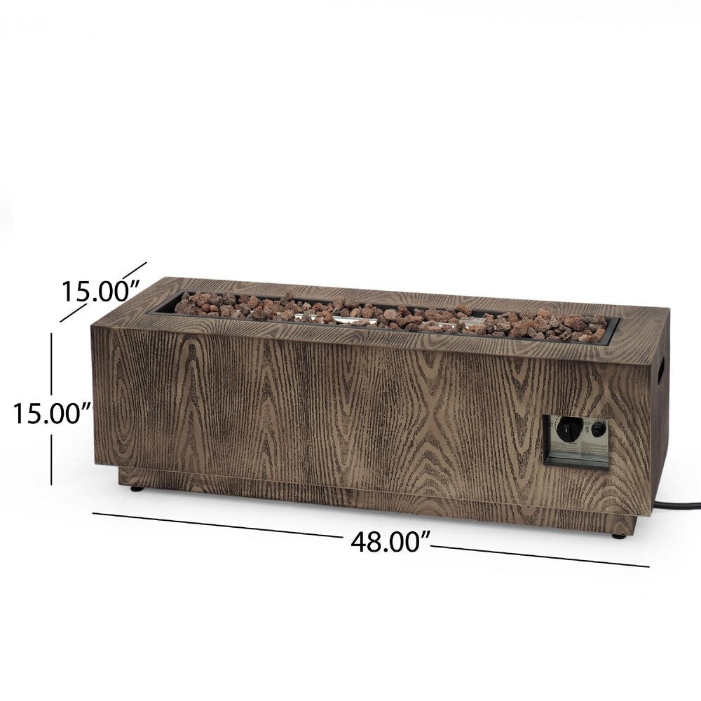 Outdoor Fire Pit Table | 48’’ Iron Body with Wood Finish | Brown BM335730
