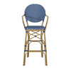 Lyam Set of 2 Outdoor Barstool Chair | Navy Blue Wicker Brown Aluminum