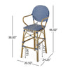 Lyam Set of 2 Outdoor Barstool Chair | Navy Blue Wicker Brown Aluminum