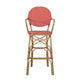 Lyam Set of 2 Outdoor Barstool Chair | Red Woven Wicker Brown Aluminum