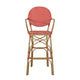 Lyam Set of 2 Outdoor Barstool Chair | Red Woven Wicker Brown Aluminum