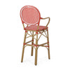 Lyam Set of 2 Outdoor Barstool Chair | Red Woven Wicker Brown Aluminum