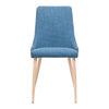 Dining Chair Set of 2 | Blue Fabric Seat | Metal Frame | Wood Finish BM335740