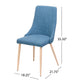 Dining Chair Set of 2 | Blue Fabric Seat | Metal Frame | Wood Finish BM335740