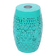 Sola Side Table | Solar Powered Light | 18’’ Barrel Shaped Teal Iron
