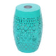 Sola Side Table | Solar Powered Light | 18" Barrel Shaped Teal Iron