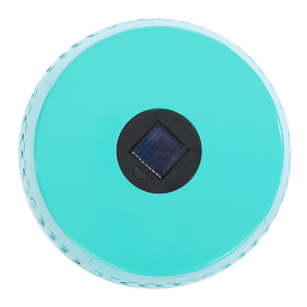 Sola Side Table | Solar Powered Light | 18’’ Barrel Shaped Teal Iron