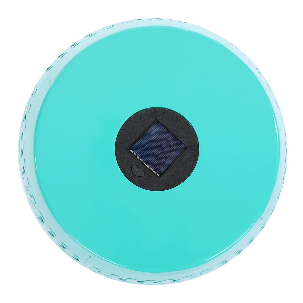 Sola Side Table | Solar Powered Light | 18" Barrel Shaped Teal Iron
