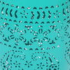 Sola Side Table | Solar Powered Light | 18’’ Barrel Shaped Teal Iron