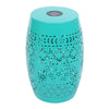 Sola Side Table | Solar Powered Light | 18" Barrel Shaped Teal Iron