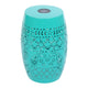Sola Side Table | Solar Powered Light | 18" Barrel Shaped Teal Iron