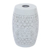 Sola Side Table | Solar Powered Light | 18" Barrel Shaped White Iron