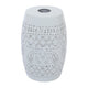 Sola Side Table | Solar Powered Light | 18" Barrel Shaped White Iron