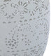 Sola Side Table | Solar Powered Light | 18" Barrel Shaped White Iron
