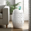Sola Side Table | Solar Powered Light | 18" Barrel Shaped White Iron