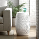 Sola Side Table | Solar Powered Light | 18" Barrel Shaped White Iron