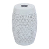 Sola Side Table | Solar Powered Light | 18" Barrel Shaped White Iron