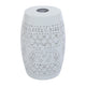 Sola Side Table | Solar Powered Light | 18" Barrel Shaped White Iron
