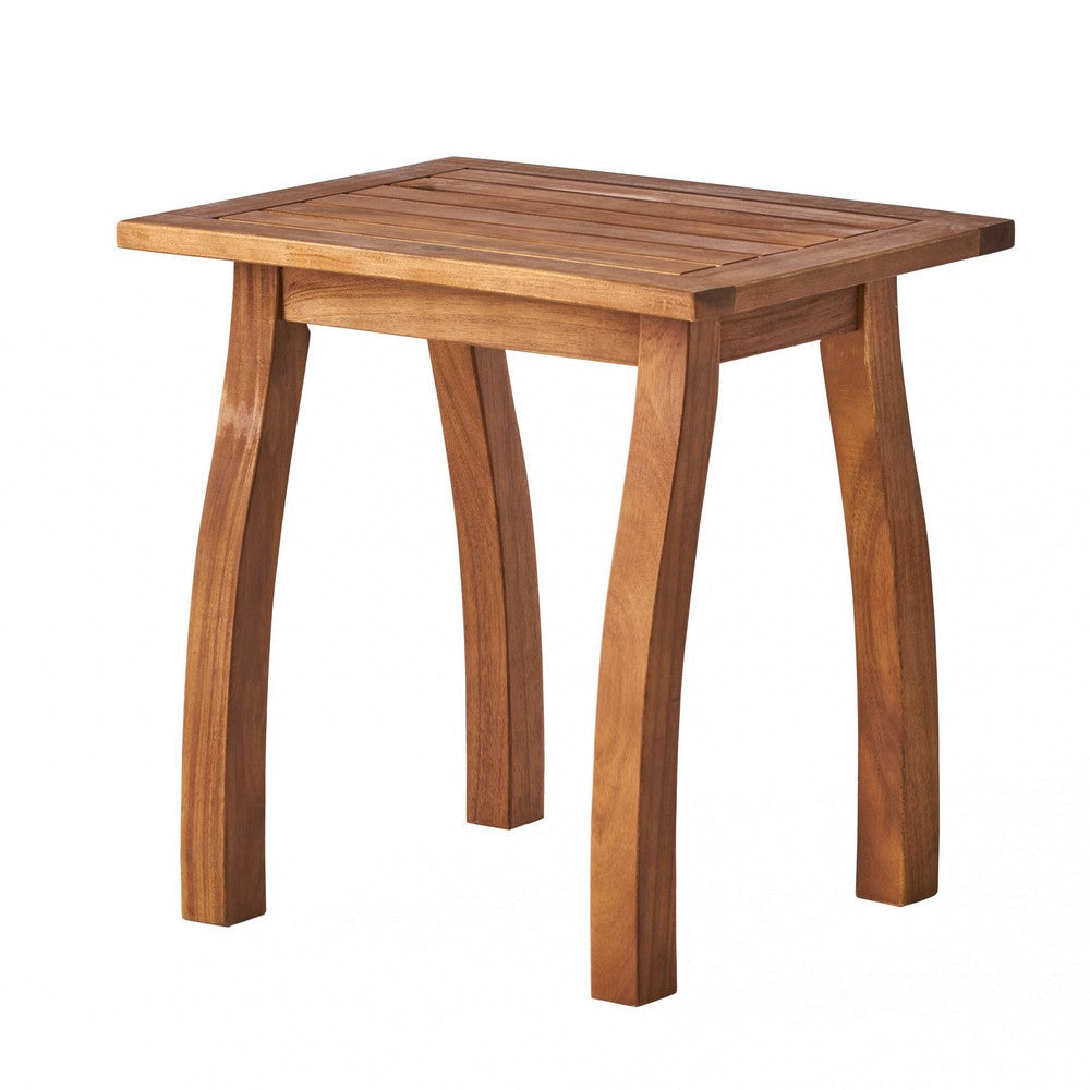 Bang Outdoor Accent Table | 19’’ | Teak Acacia Wood Slatted Top