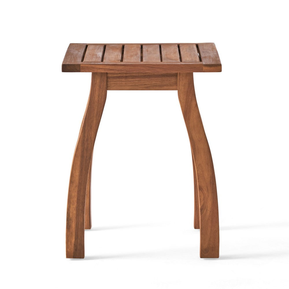 Bang Outdoor Accent Table | 19" | Teak Acacia Wood Slatted Top