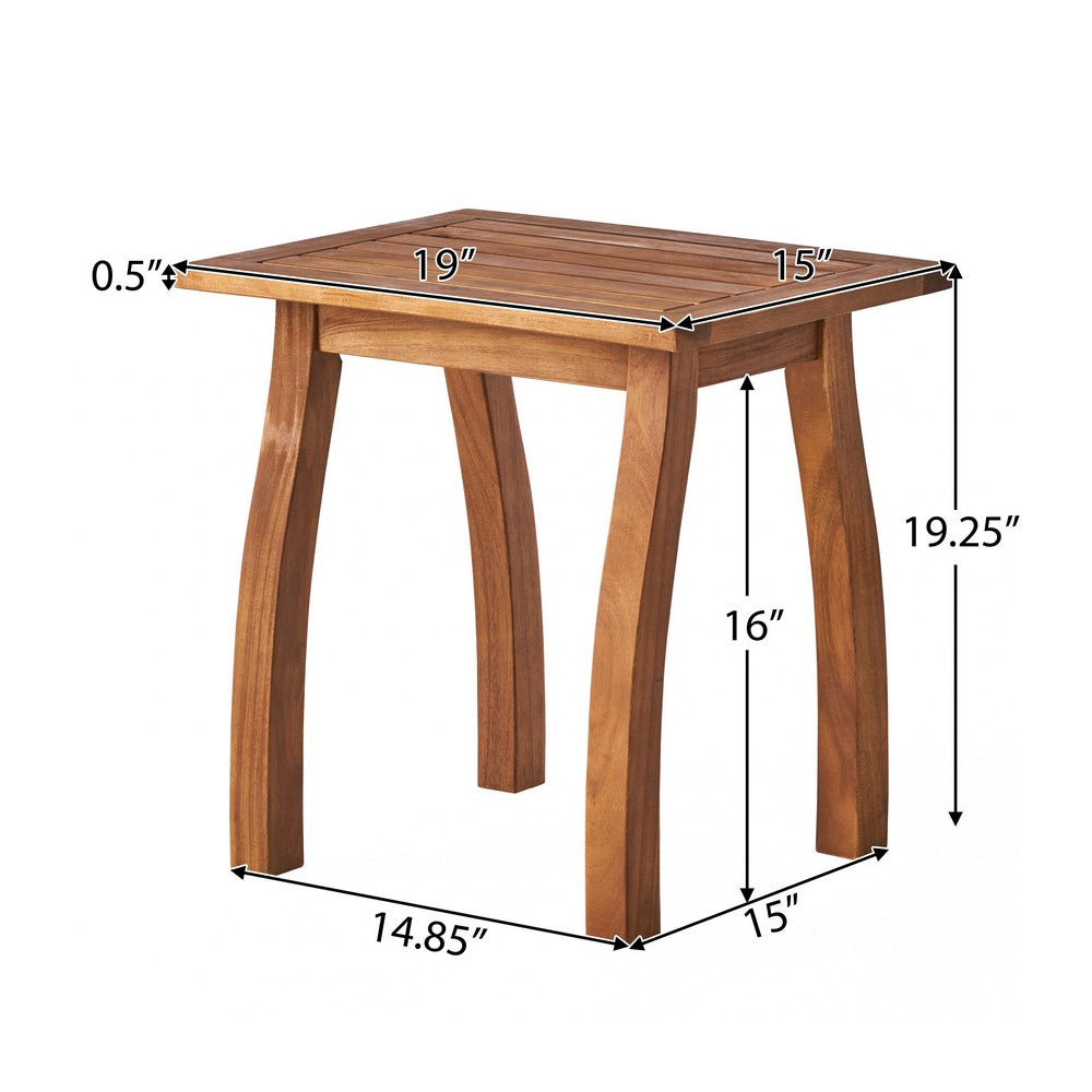 Bang Outdoor Accent Table | 19" | Teak Acacia Wood Slatted Top