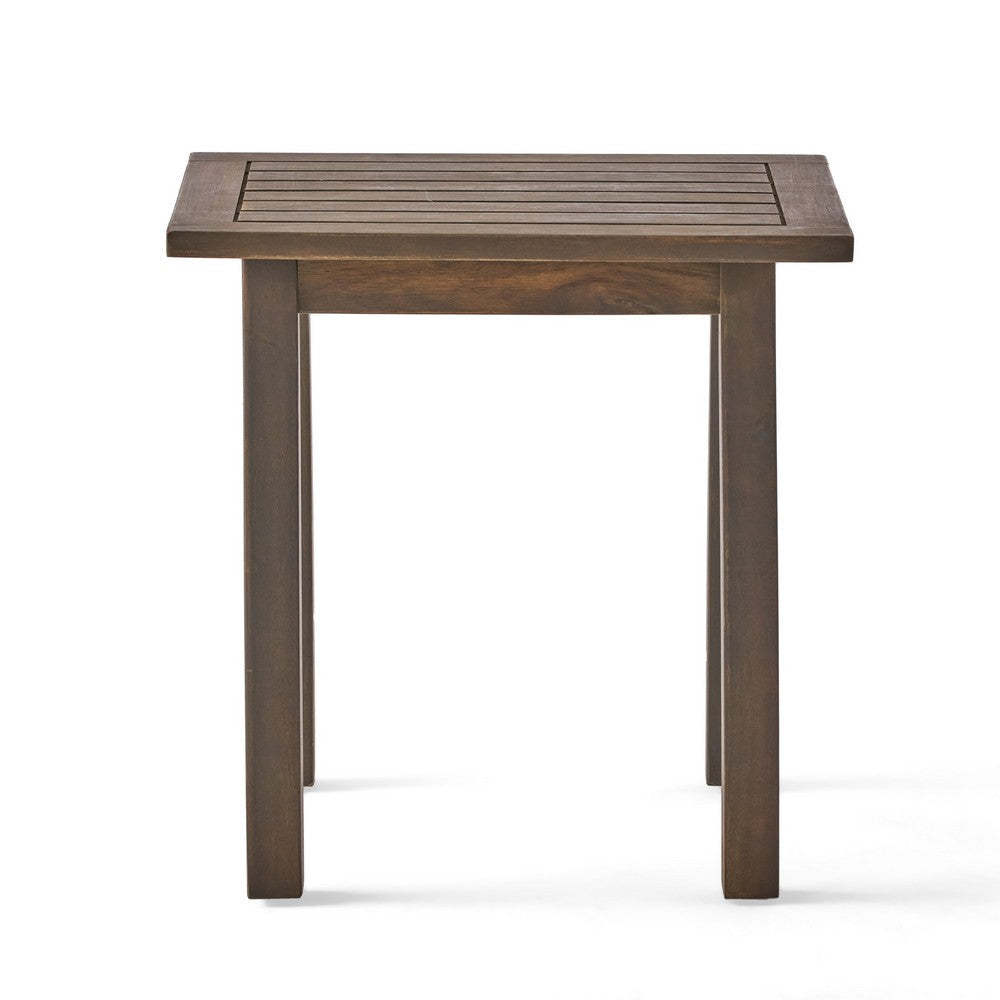 Bang Outdoor Accent Table | 19’’ | Gray Acacia Wood Slatted Top