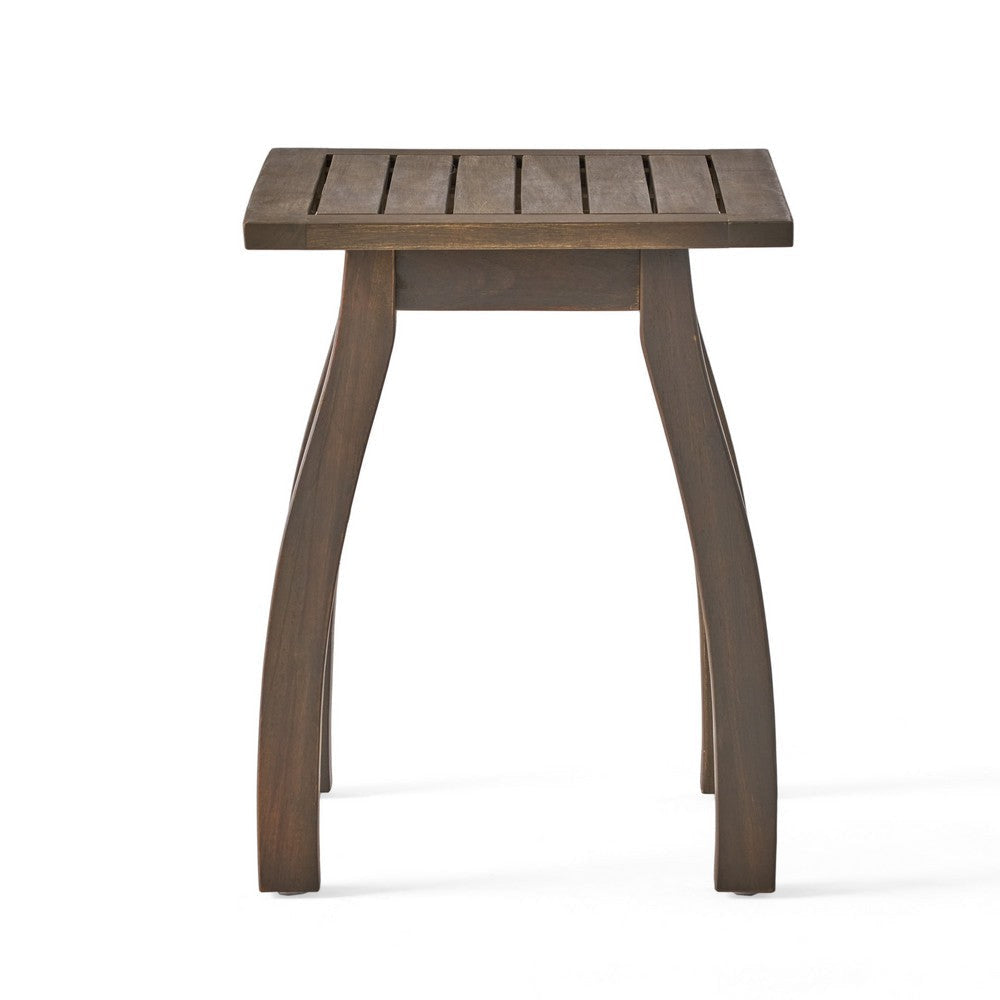 Bang Outdoor Accent Table | 19’’ | Gray Acacia Wood Slatted Top