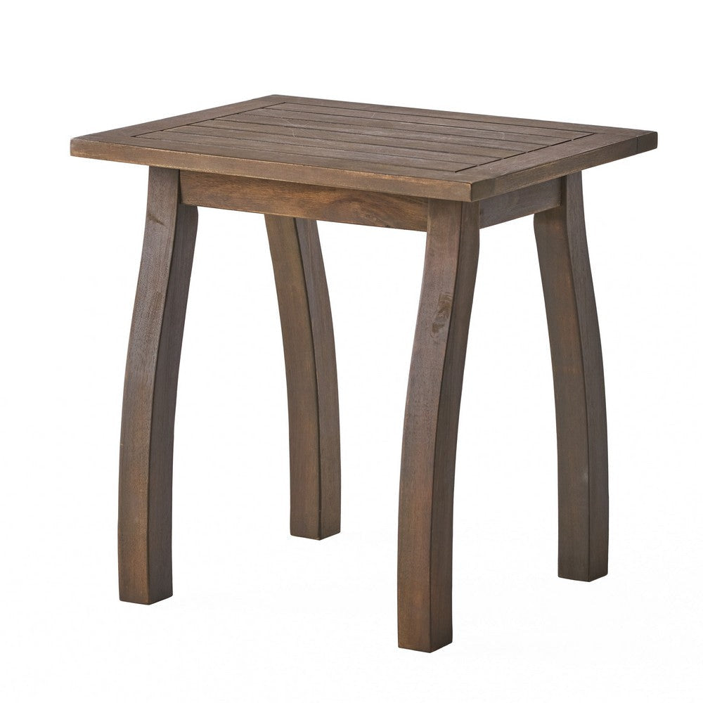 Bang Outdoor Accent Table | 19’’ | Gray Acacia Wood Slatted Top