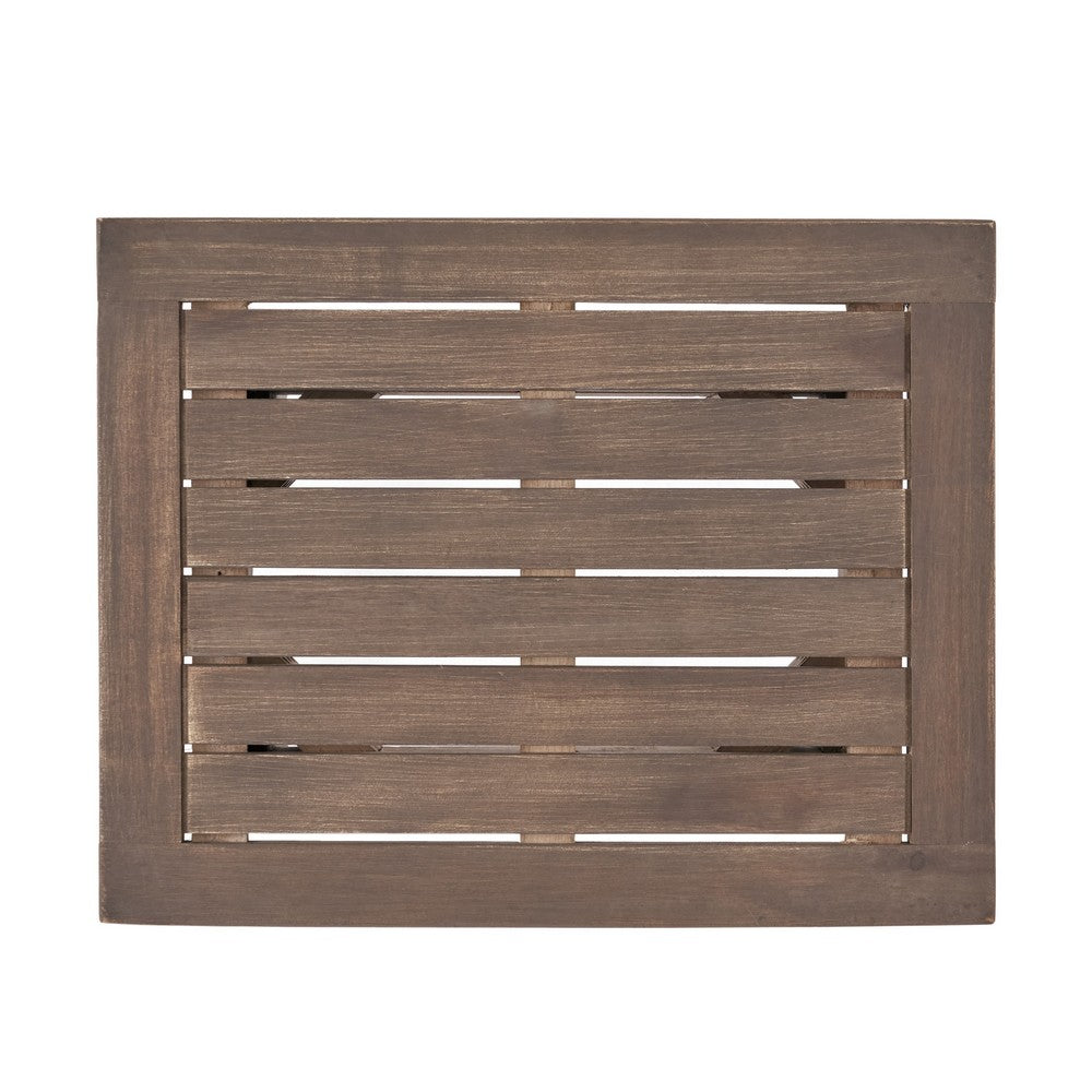 Bang Outdoor Accent Table | 19" | Gray Acacia Wood Slatted Top
