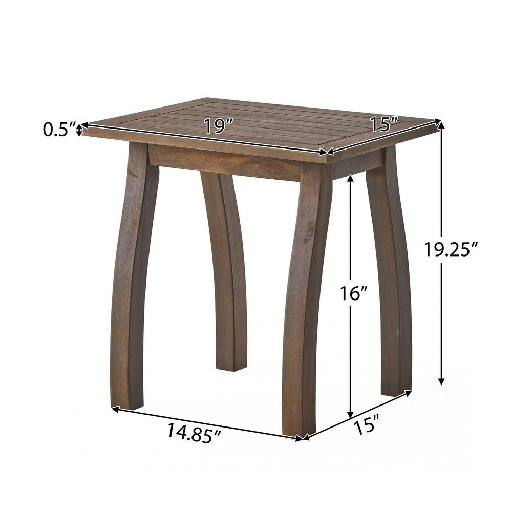 Bang Outdoor Accent Table | 19’’ | Gray Acacia Wood Slatted Top