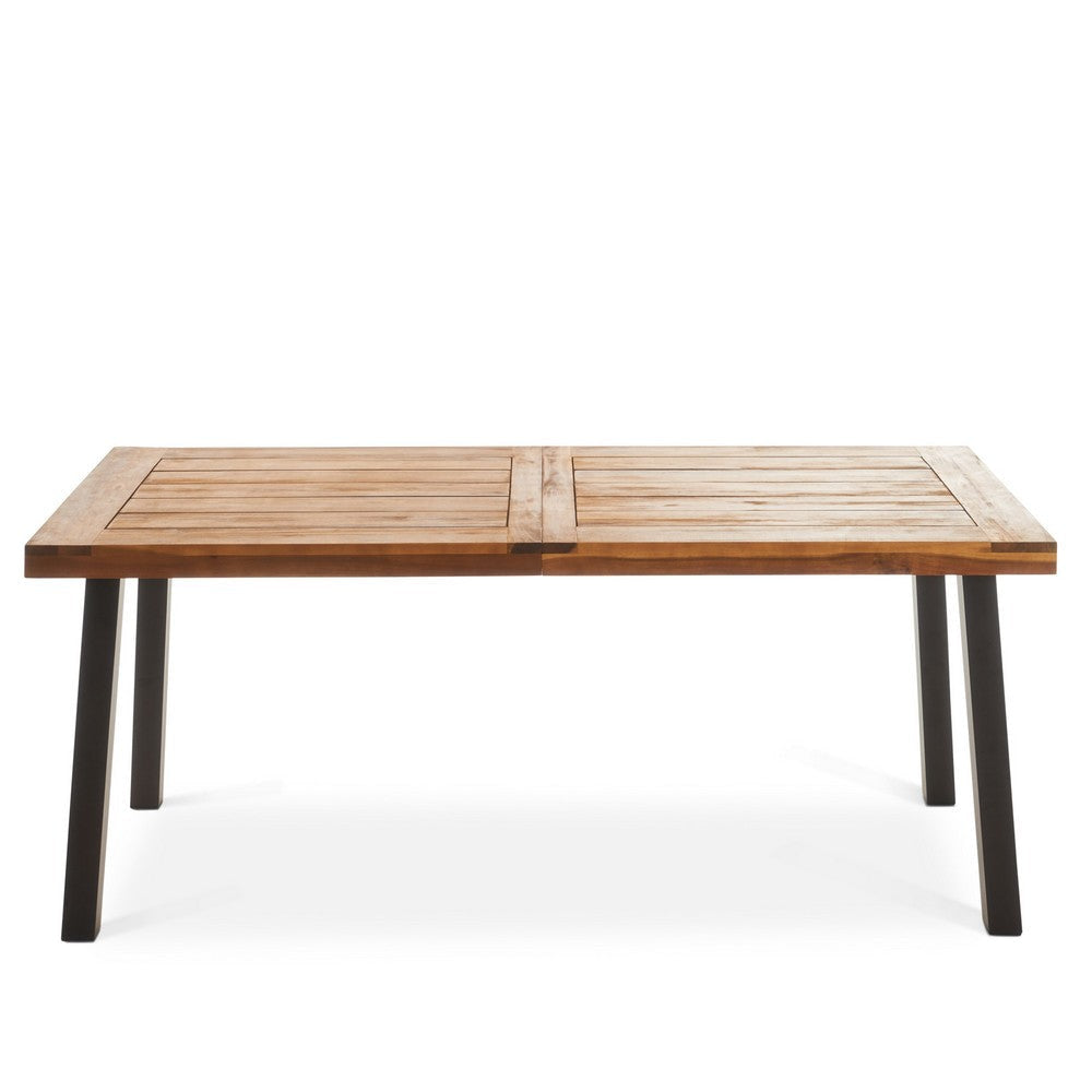 Kristi Outdoor Dining Table | 69’’ Brown Wood Top and Slat Panel BM335754