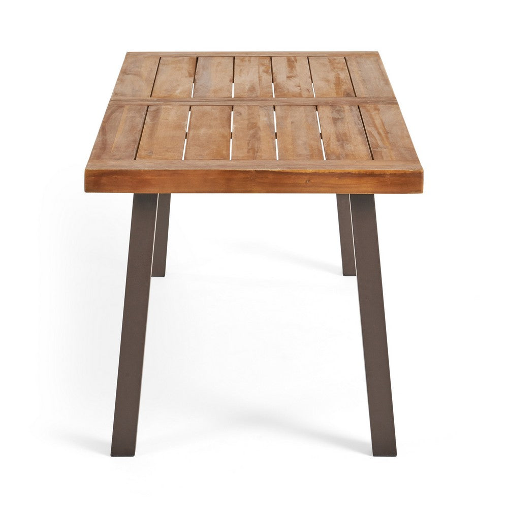 Kristi Outdoor Dining Table | 69" Brown Wood Top and Slat Panel
