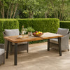 Kristi Outdoor Dining Table | 69" Brown Wood Top and Slat Panel