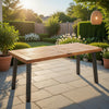 Kristi Outdoor Dining Table | 69" Brown Wood Top and Slat Panel