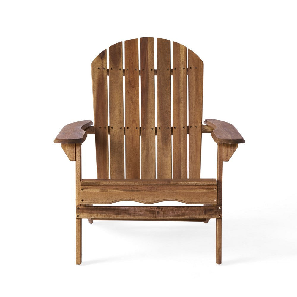 Libo Outdoor Adirondack Chair | Slatted Natural Brown Acacia Wood