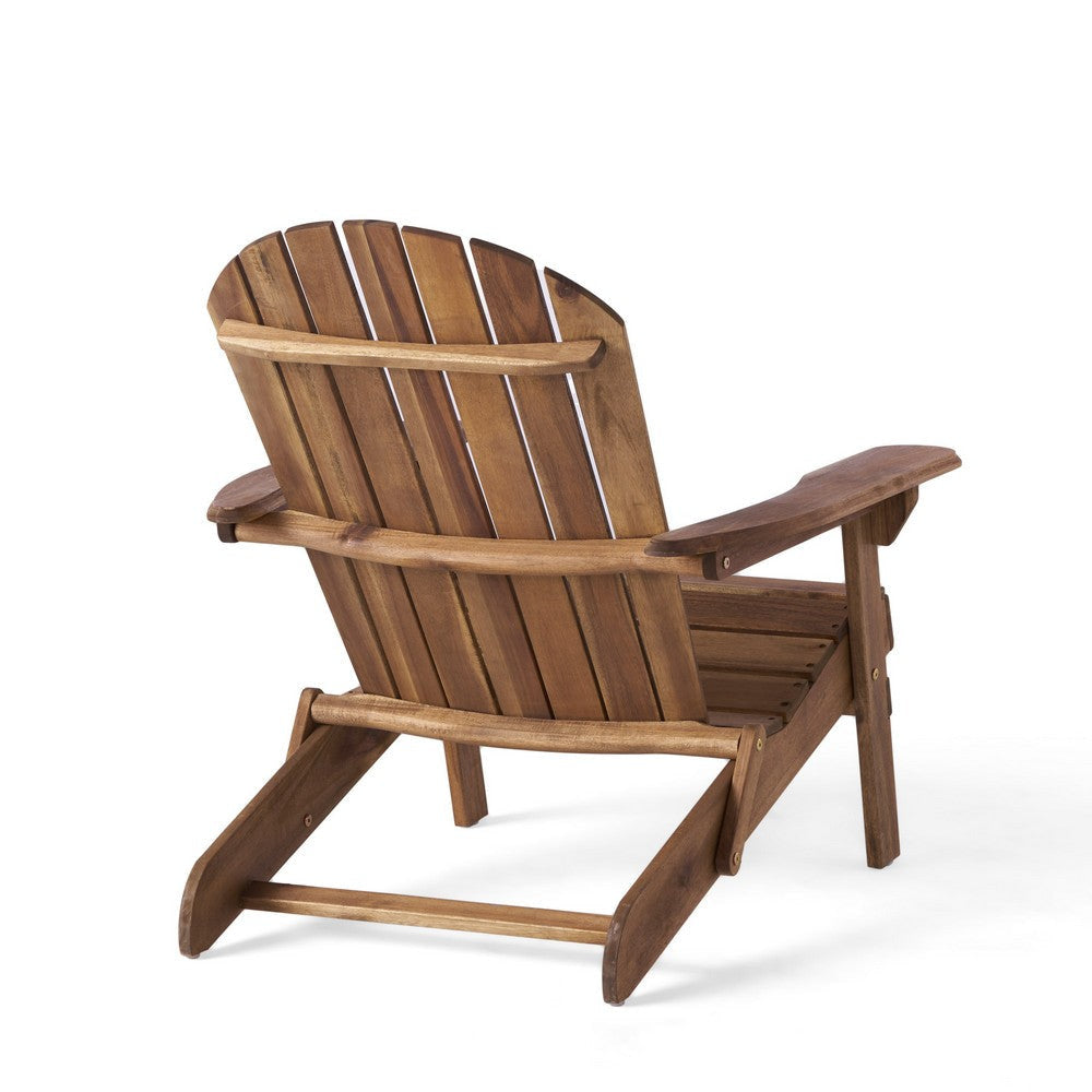 Libo Outdoor Adirondack Chair | Slatted Natural Brown Acacia Wood