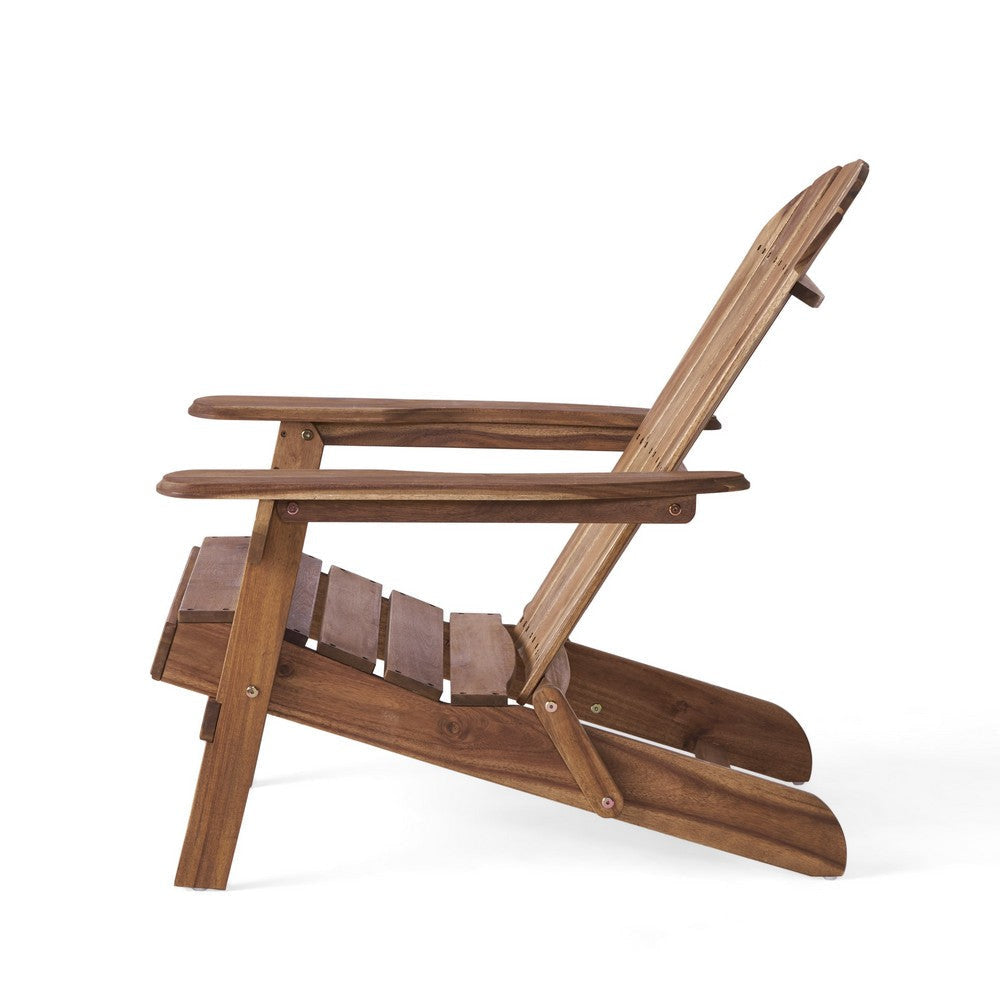 Libo Outdoor Adirondack Chair | Slatted Natural Brown Acacia Wood