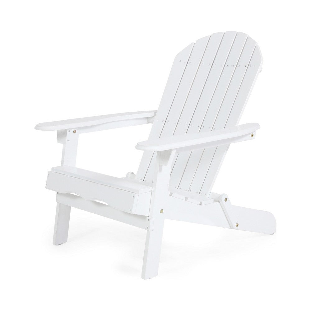 Libo Outdoor Adirondack Chair | Slatted Modern White Acacia Wood