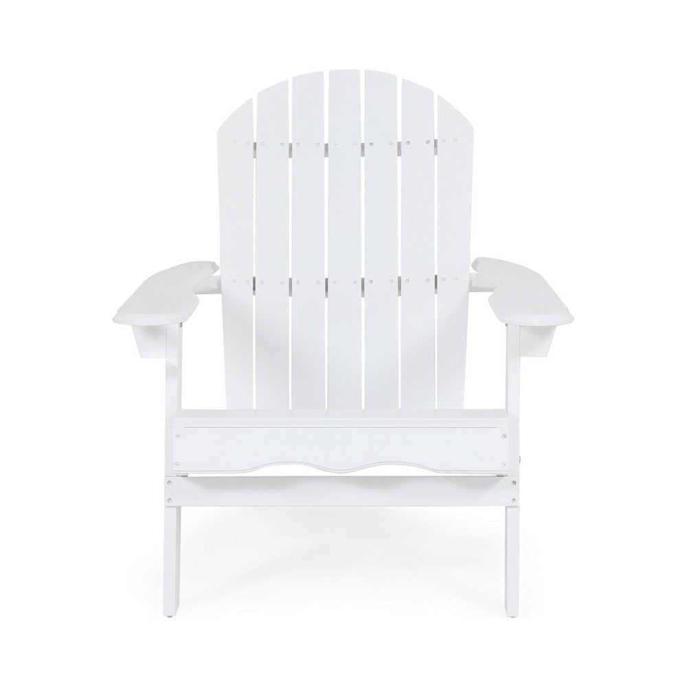 Libo Outdoor Adirondack Chair | Slatted Modern White Acacia Wood