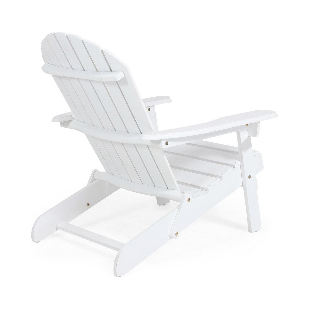 Libo Outdoor Adirondack Chair | Slatted Modern White Acacia Wood
