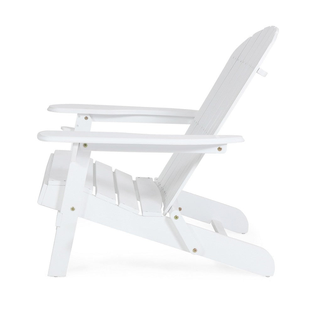 Libo Outdoor Adirondack Chair | Slatted Modern White Acacia Wood