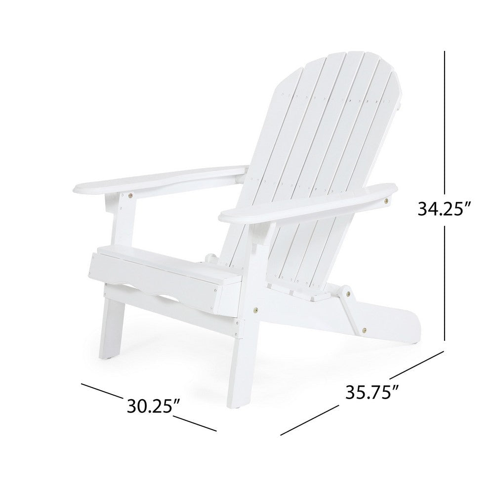 Libo Outdoor Adirondack Chair | Slatted Modern White Acacia Wood