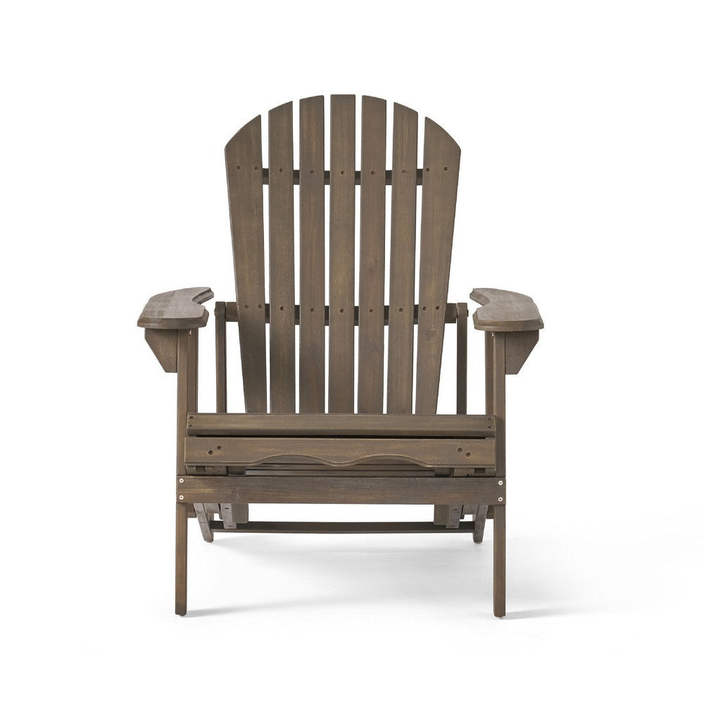 Libo Outdoor Recliner Adirondack Chair | Slatted Gray Acacia Wood