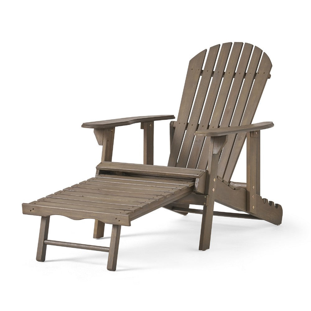 Libo Outdoor Recliner Adirondack Chair | Slatted Gray Acacia Wood