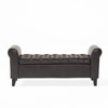 Jacob Ottoman Bench | Brown Faux Leather Button Tufted Seat | 50"