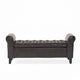 Jacob Ottoman Bench | Brown Faux Leather Button Tufted Seat | 50"