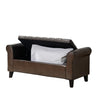 Jacob Ottoman Bench | Brown Faux Leather Button Tufted Seat | 50"
