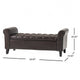 Jacob Ottoman Bench | Brown Faux Leather Button Tufted Seat | 50"